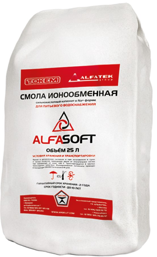 Ионообменная смола (катионит) ALFASOFT (Токем-153) (25 л / 20 кг)