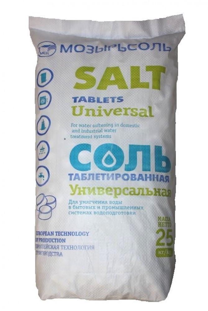Соль таблетированная NaCl (25кг) Мозырьсоль