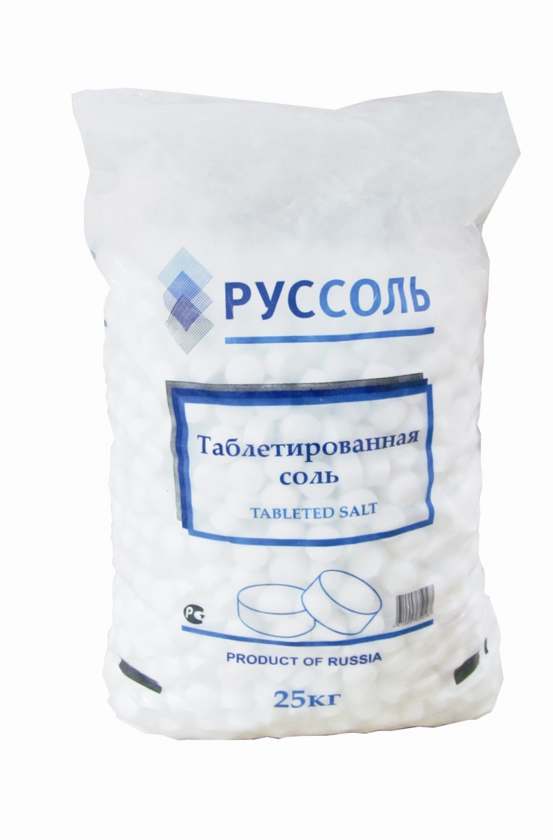 Соль таблетированная NaCl (25 кг) Руссоль